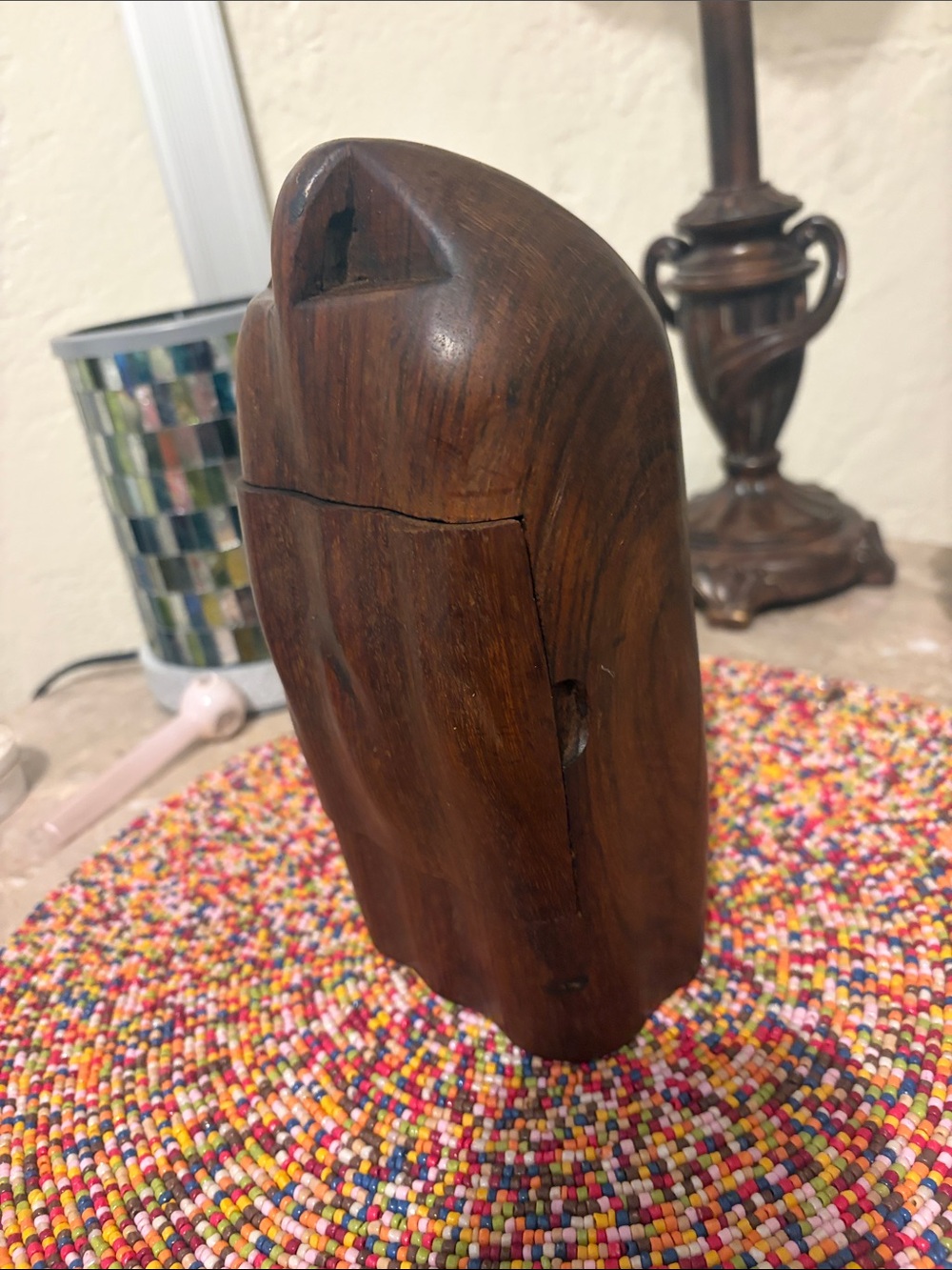 Hand-Carved Wooden Trinket Box in Rich Brown - Picture 2 of 4